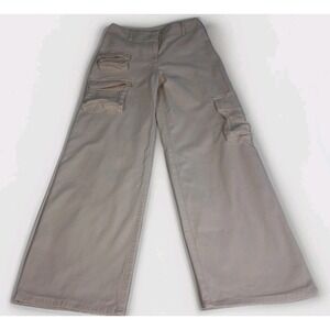 Aritzia Wilfred Ivory Wide Leg Multiple Pocket High Rise Utility Cargo Pant Sz 4